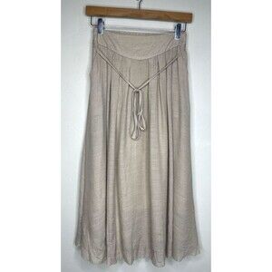 Spring Tan Belted  Waist Layered Natural Earthy Boho Hippie Flowy Skirt Small